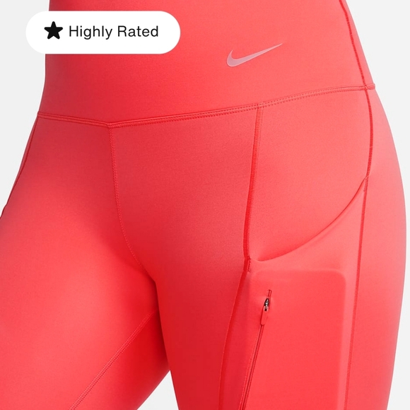 Nike Go Firm-Support, High-waisted Cropped leggings with pockets - coral - Picture 3 of 15